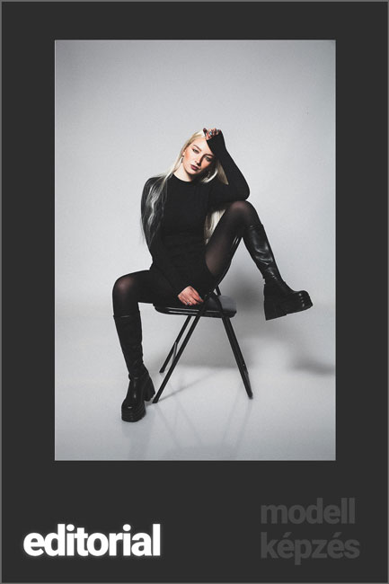 székes high fashion stílusban retusáltkép árnyékos stúdióvilágítással a karakteresebb megjelenésért